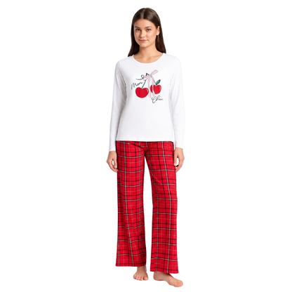 Women’s Cherry Tartan Pyjama Set