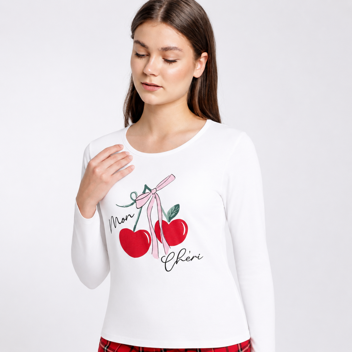 Women’s Cherry Tartan Pyjama Set