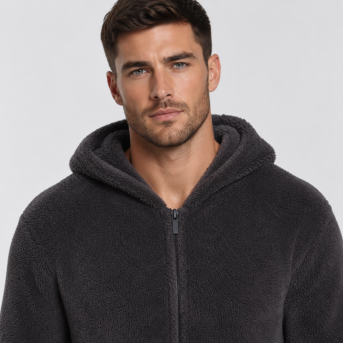 Men's Sherpa Fleece Onesie Charcoal