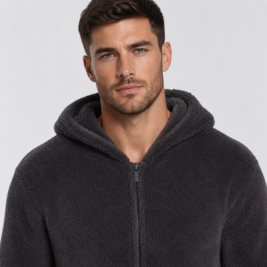 Men's Sherpa Fleece Onesie Charcoal