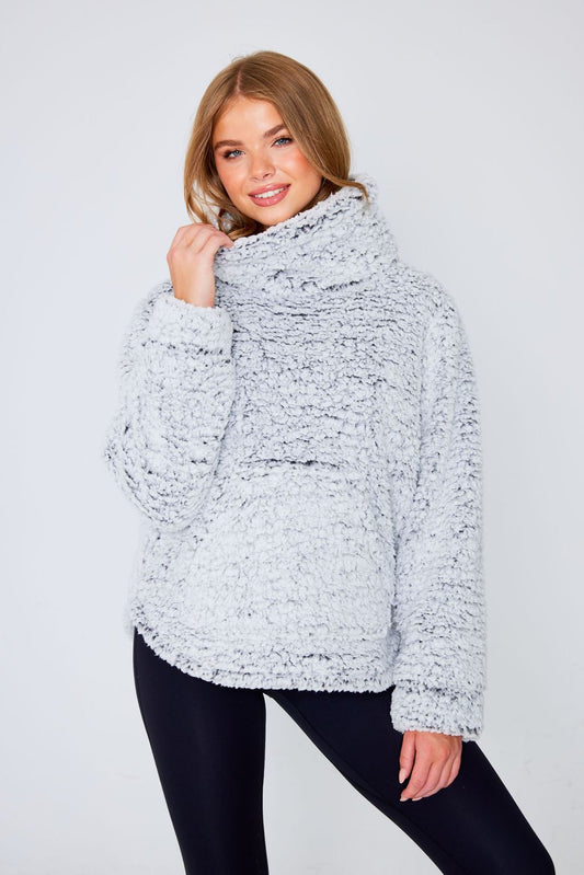 Fleece Cowl Neck Jumper Grey