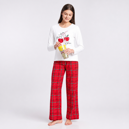 Women’s Cherry Tartan Pyjama Set