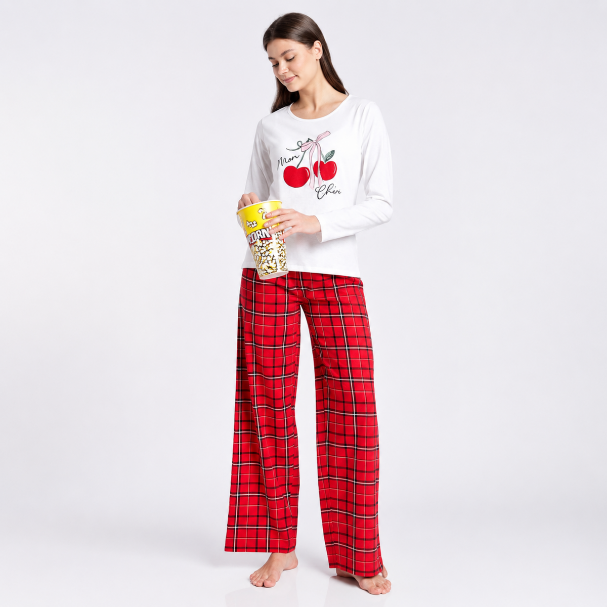 Women’s Cherry Tartan Pyjama Set