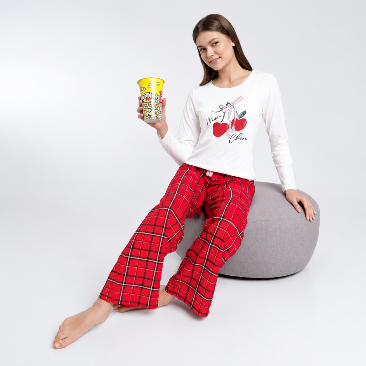 Women’s Cherry Tartan Pyjama Set