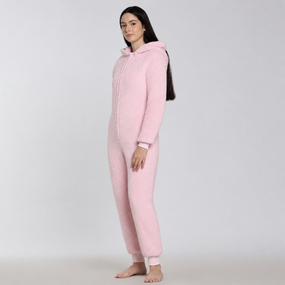 Women's Sherpa Fleece Onesie Pink