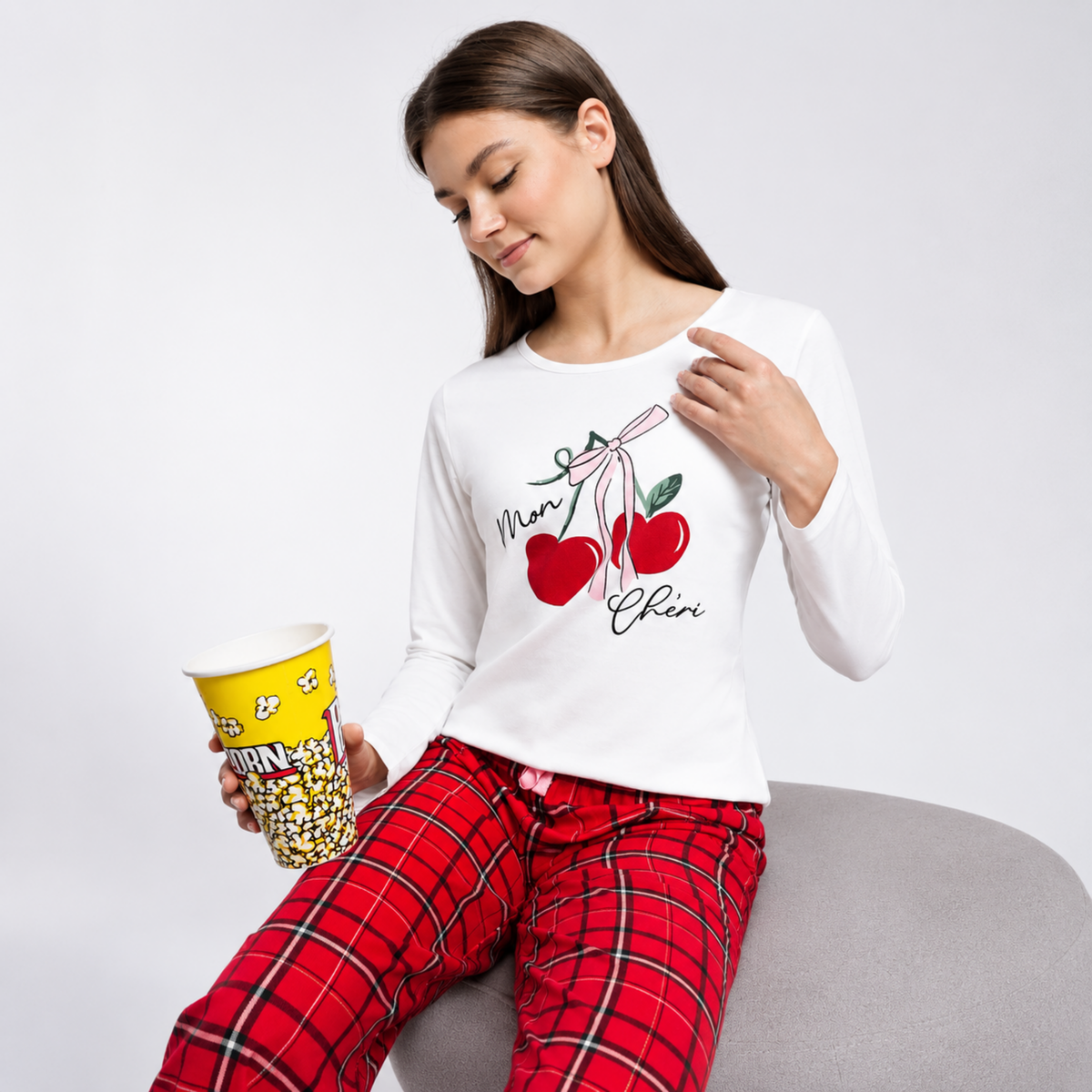 Women’s Cherry Tartan Pyjama Set