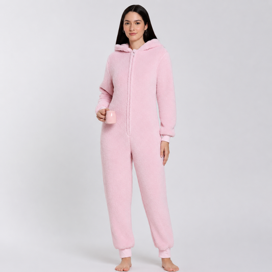 Women's Sherpa Fleece Onesie Pink