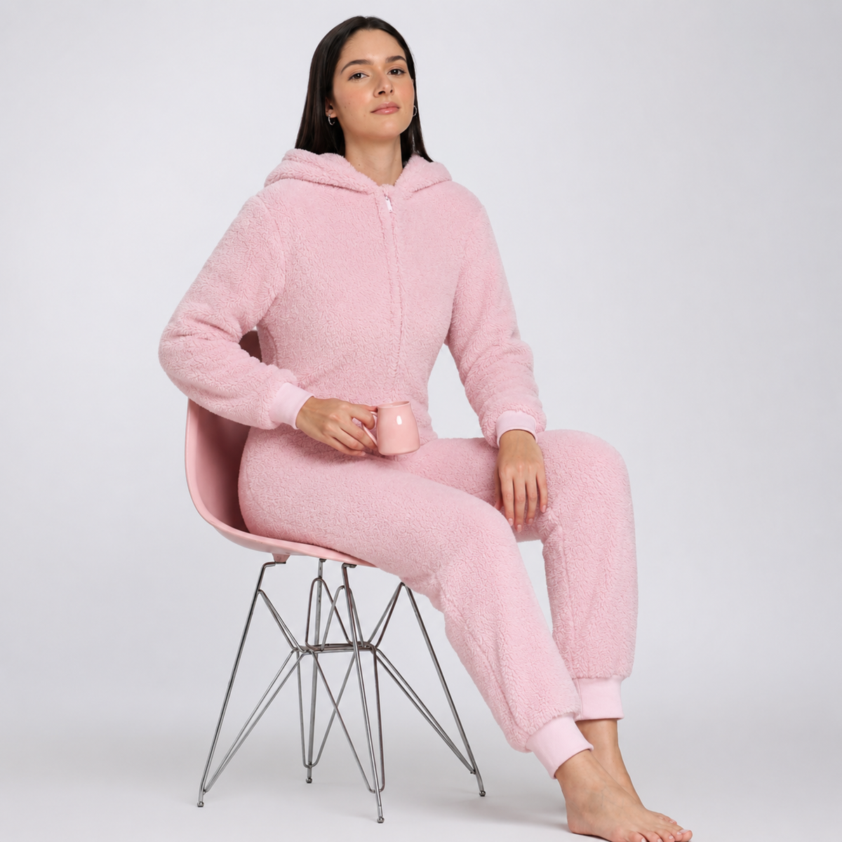 Women's Sherpa Fleece Onesie Pink