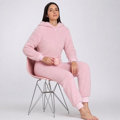 Women's Sherpa Fleece Onesie Pink