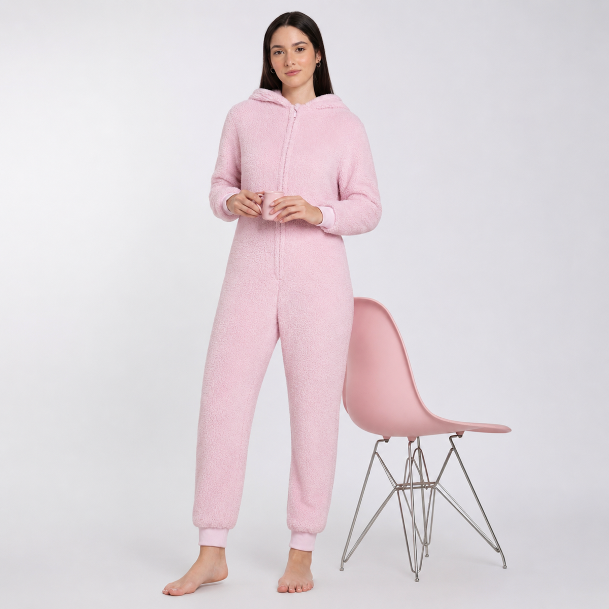 Women's Sherpa Fleece Onesie Pink