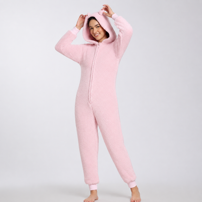 Women's Sherpa Fleece Onesie Pink