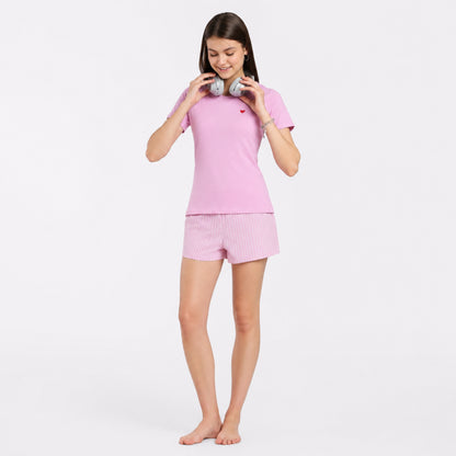 Women’s Cotton Shorts Set Pink