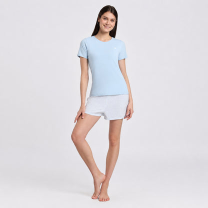 Women’s Gingham Shorts Set Blue