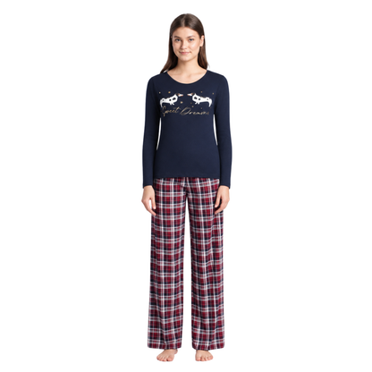 Women’s Novelty Tartan Pyjama Set Burgundy