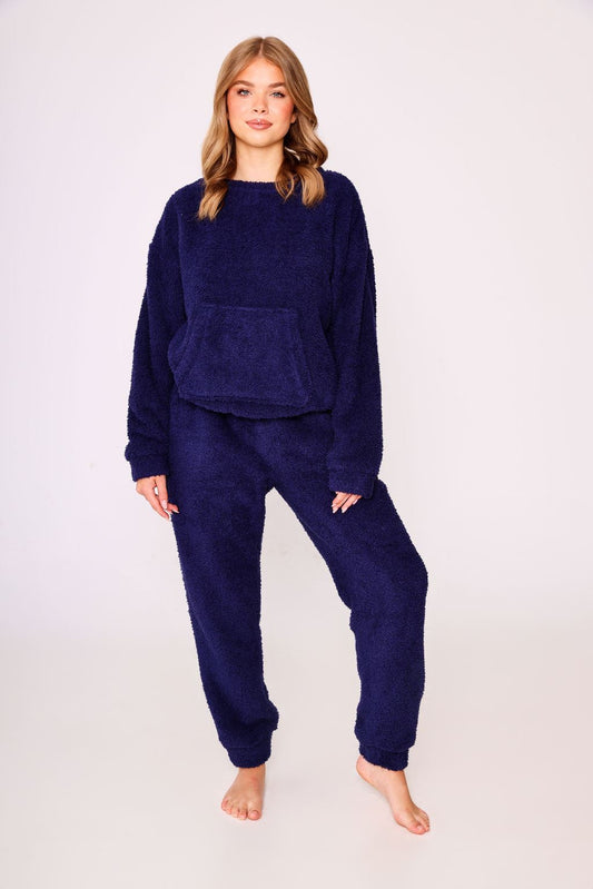 Borg Crew Neck Pyjamas Navy