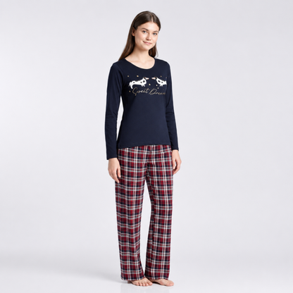 Women’s Novelty Tartan Pyjama Set Burgundy