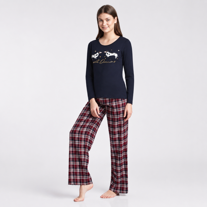Women’s Novelty Tartan Pyjama Set Burgundy