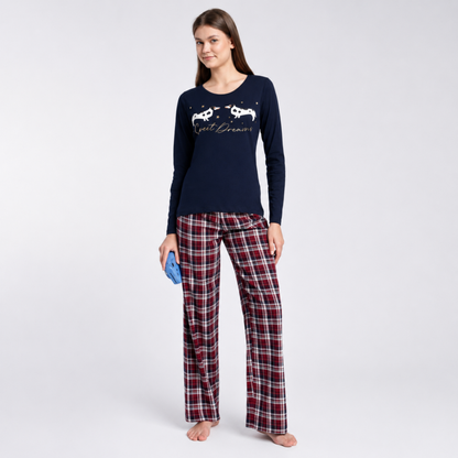 Women’s Novelty Tartan Pyjama Set Burgundy