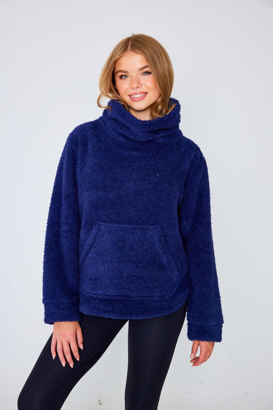 Fleece Cowl Neck Jumper Navy