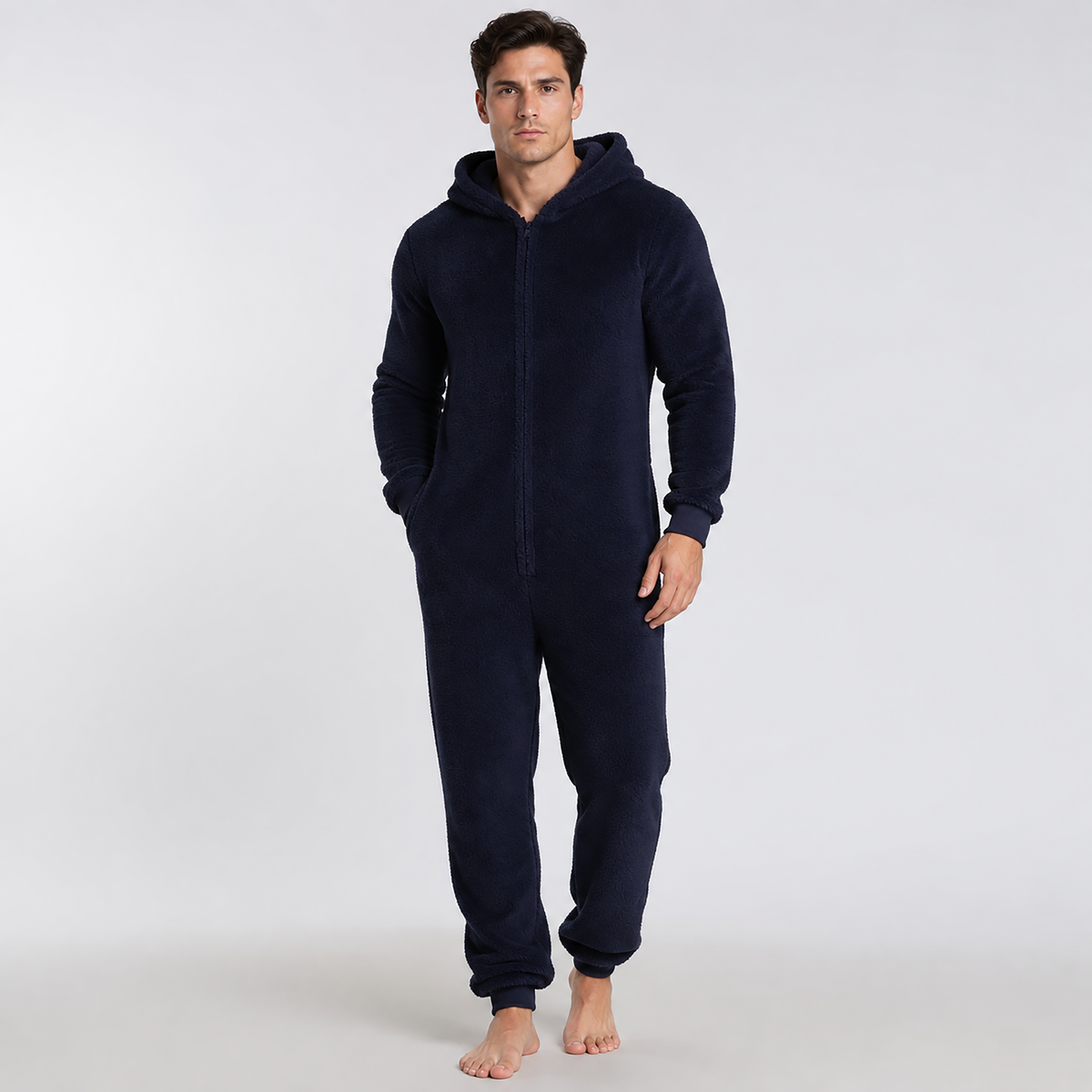 Men's Sherpa Fleece Onesie Navy