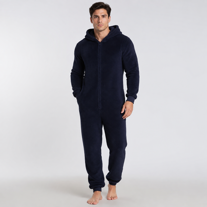 Men's Sherpa Fleece Onesie Navy