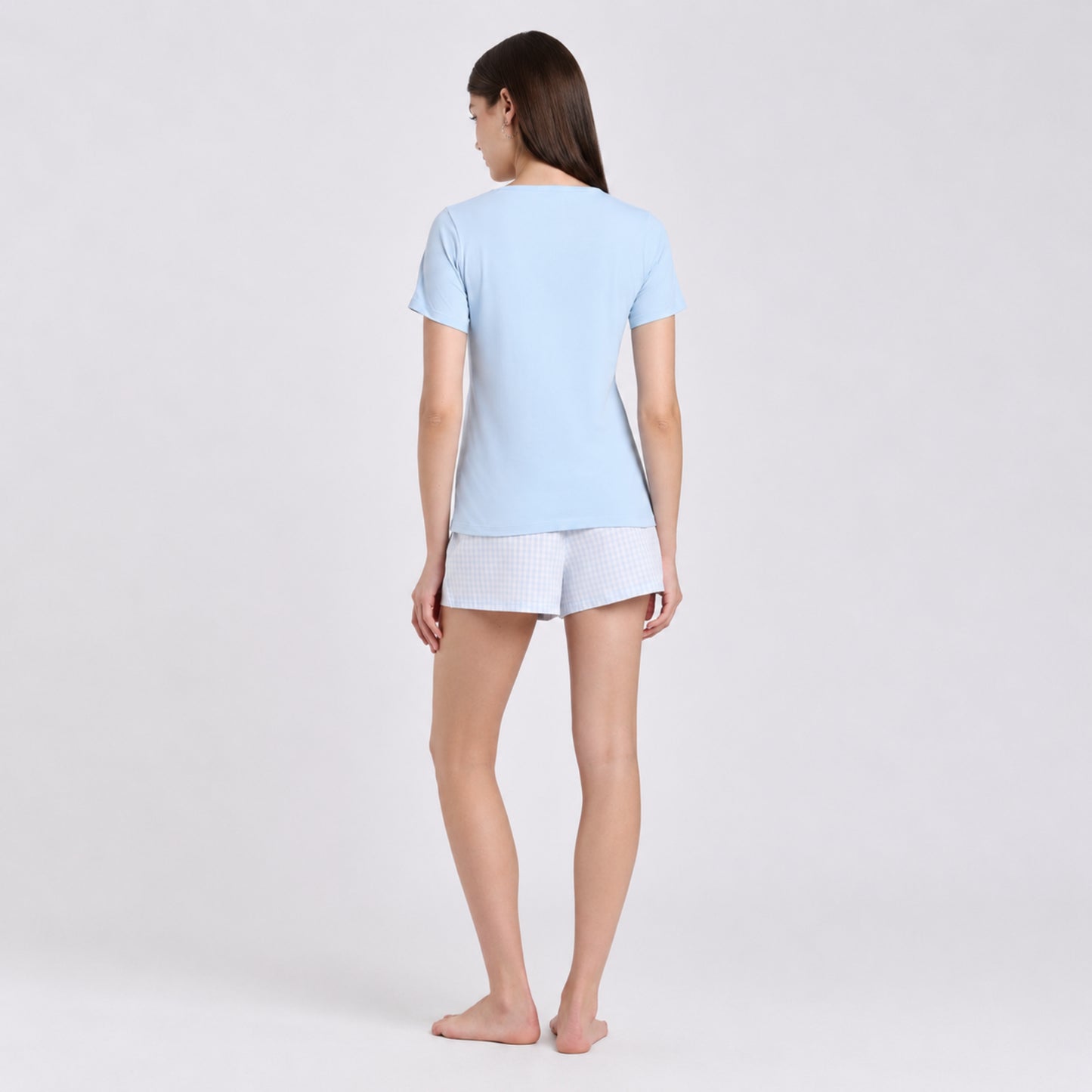 Women’s Gingham Shorts Set Blue