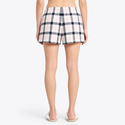 Women’s Cotton Tarten Shorts Set Navy