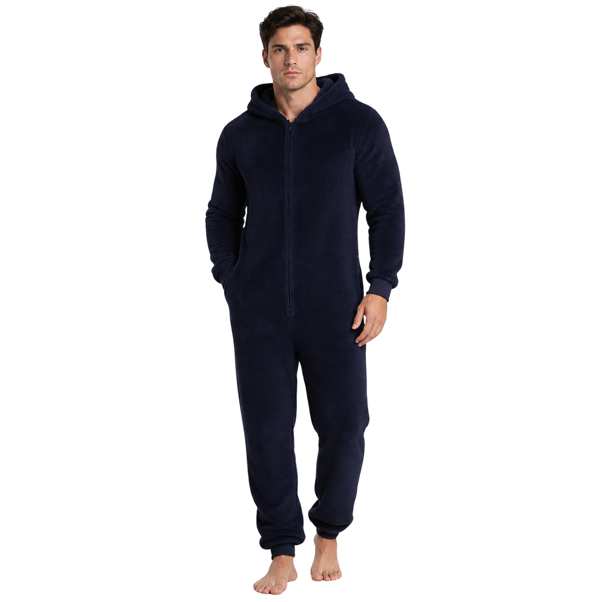 Men's Sherpa Fleece Onesie Navy