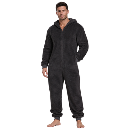 Men's Sherpa Fleece Onesie Charcoal
