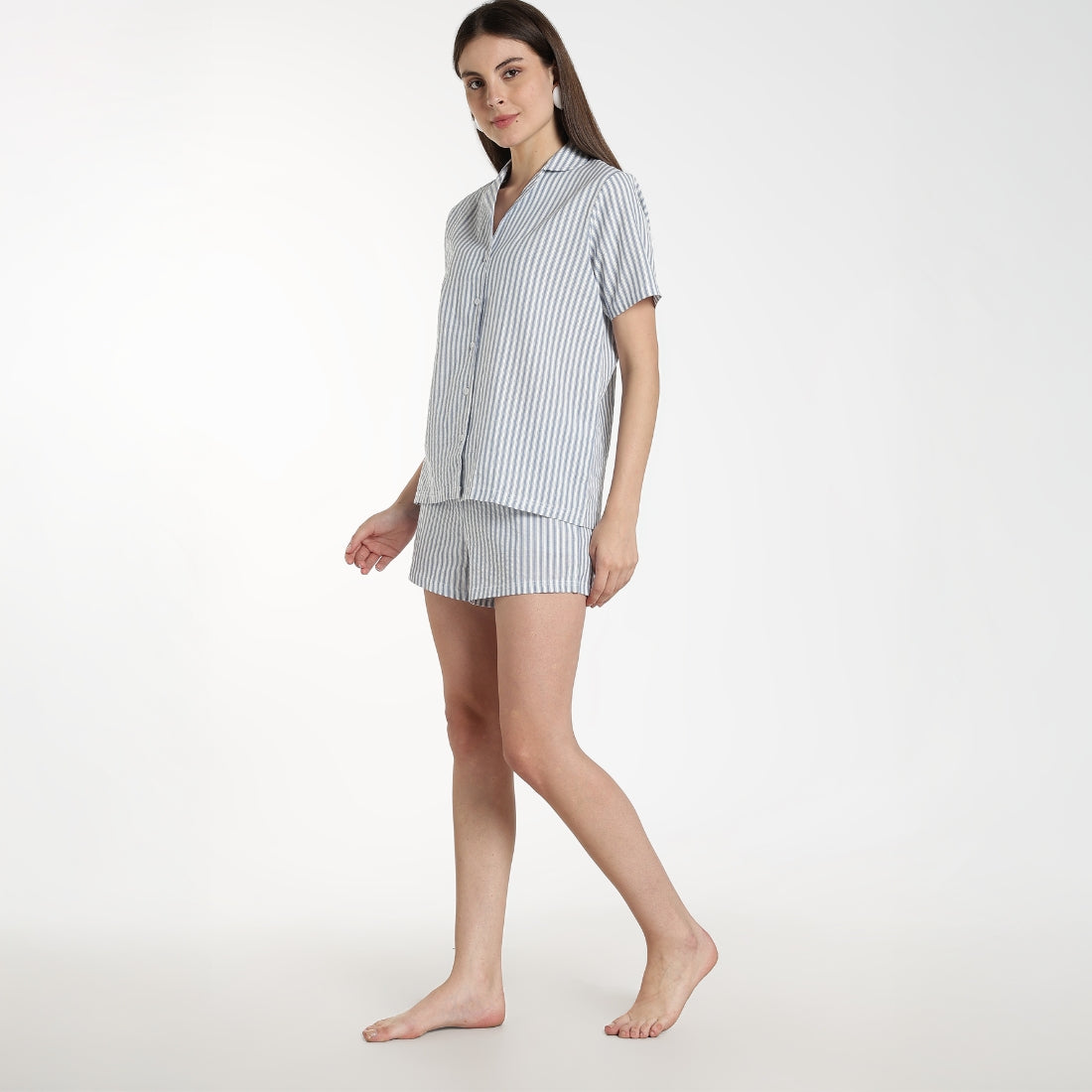 Women’s Revere Shorts Set Blue Stripe