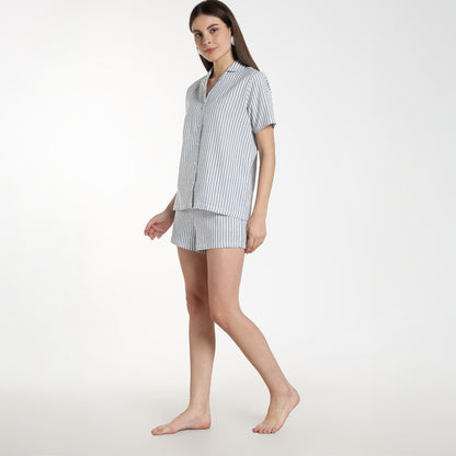 Women’s Revere Shorts Set Blue Stripe
