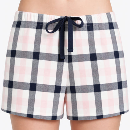 Women’s Cotton Tarten Shorts Set Navy
