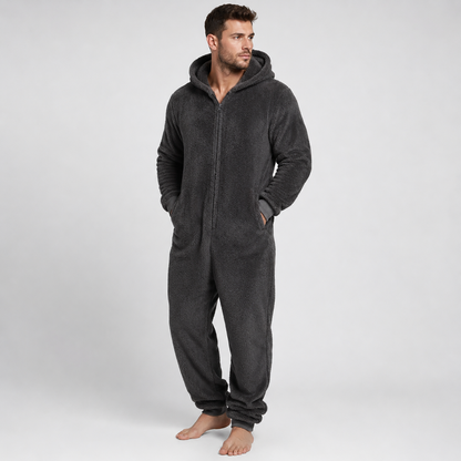 Men's Sherpa Fleece Onesie Charcoal
