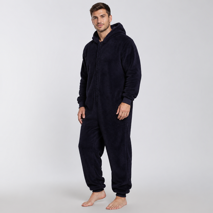 Men's Sherpa Fleece Onesie Navy