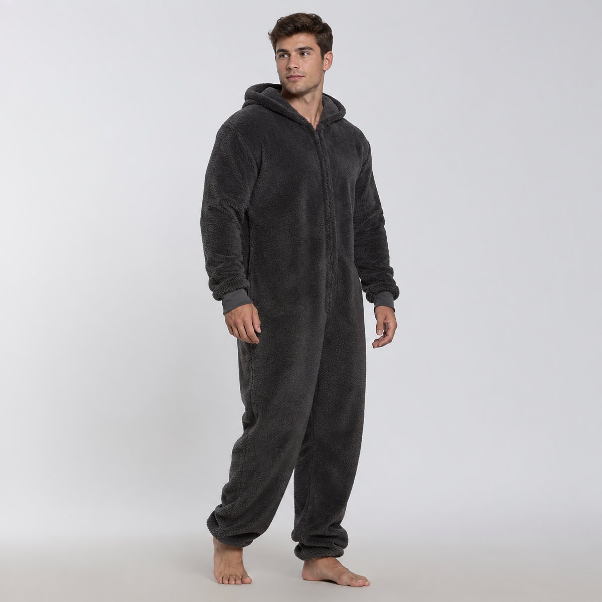 Men's Sherpa Fleece Onesie Charcoal