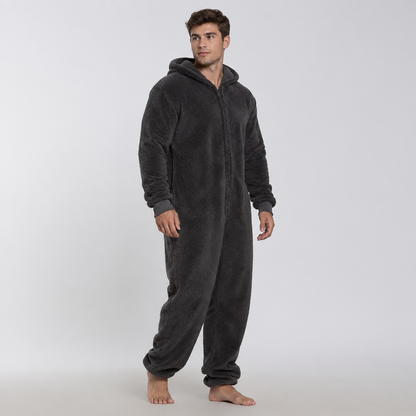 Men's Sherpa Fleece Onesie Charcoal