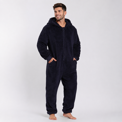 Men's Sherpa Fleece Onesie Navy