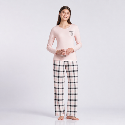 Women’s Tartan Pyjama Set Pink