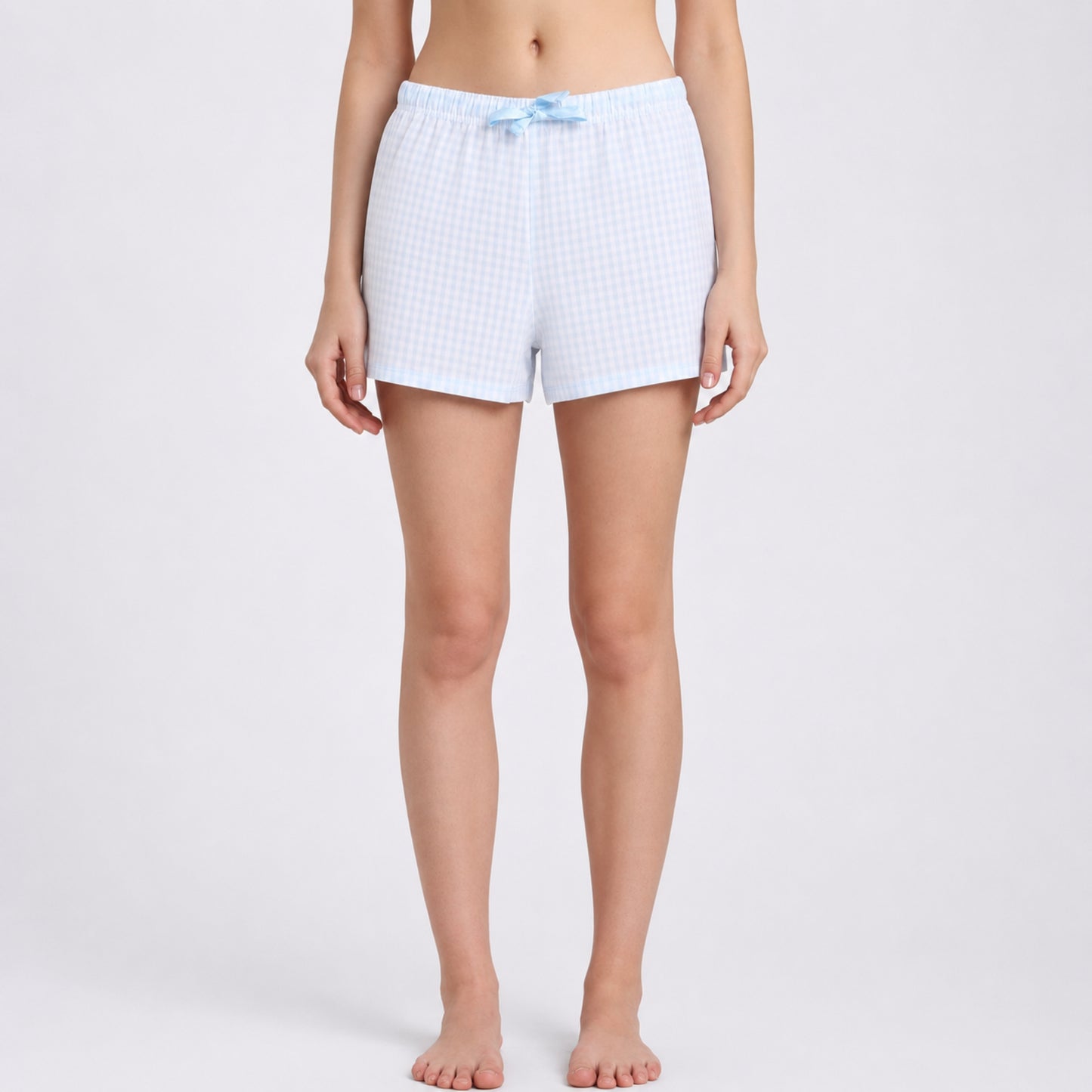 Women’s Gingham Shorts Set Blue