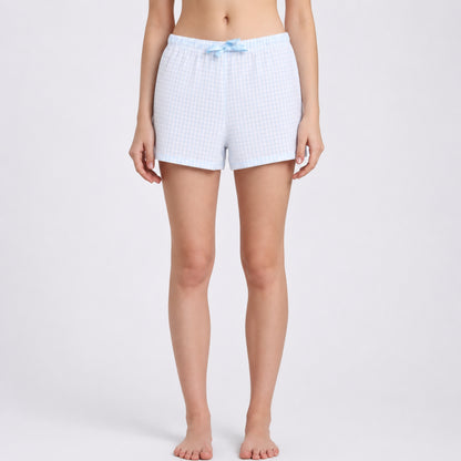 Women’s Gingham Shorts Set Blue