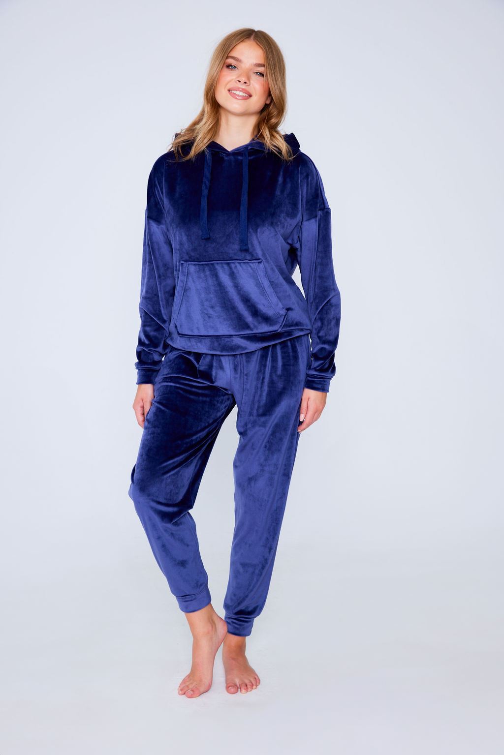 Plush Fleece Hooded Pyjamas Navy