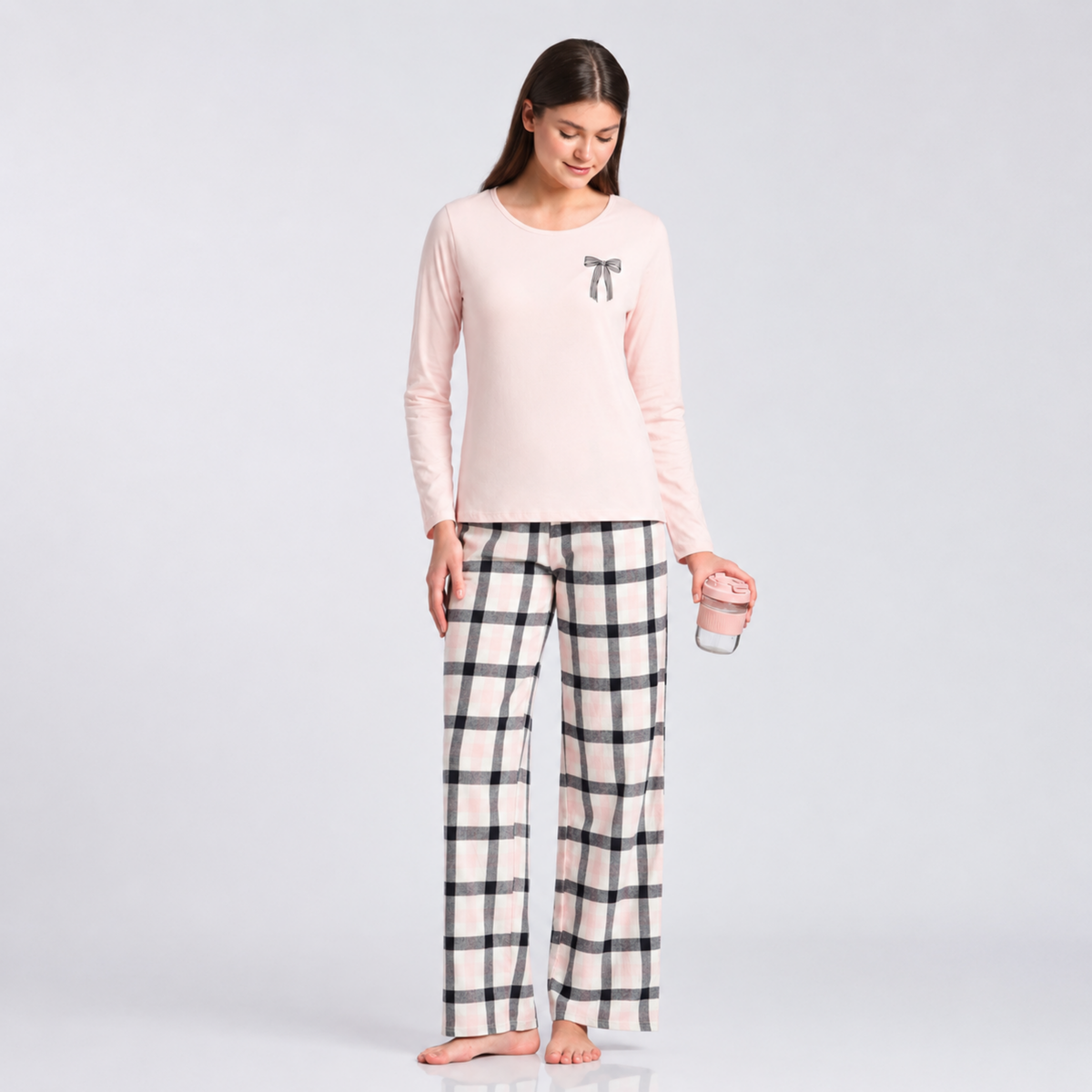 Women’s Tartan Pyjama Set Pink
