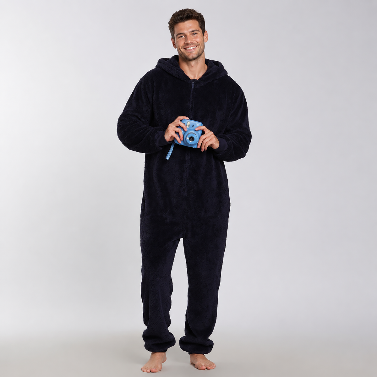 Men's Sherpa Fleece Onesie Navy