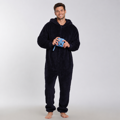 Men's Sherpa Fleece Onesie Navy