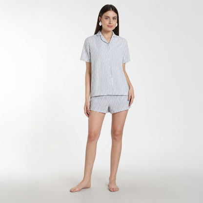 Women’s Revere Shorts Set Blue Stripe