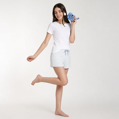 Women’s Gingham Shorts Set White