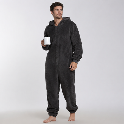 Men's Sherpa Fleece Onesie Charcoal