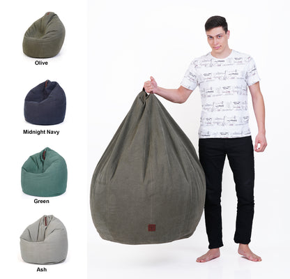 Turtle Bean Bags 100% Cotton Canvas Cover for Adults & Kids - Olive