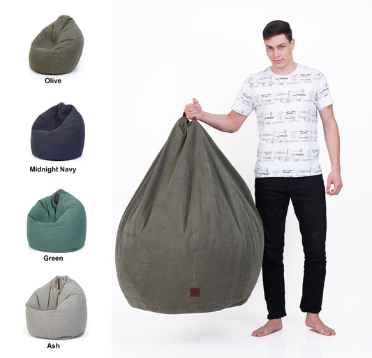 Turtle Bean Bags 100% Cotton Canvas Cover for Adults & Kids - Olive