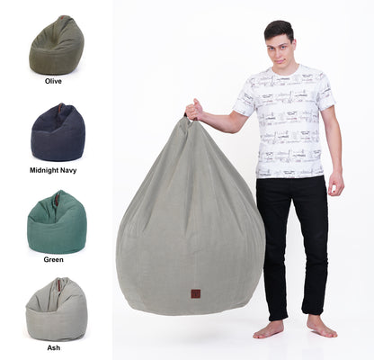 Turtle Bean Bags 100% Cotton Canvas Cover for Adults & Kids - Grey